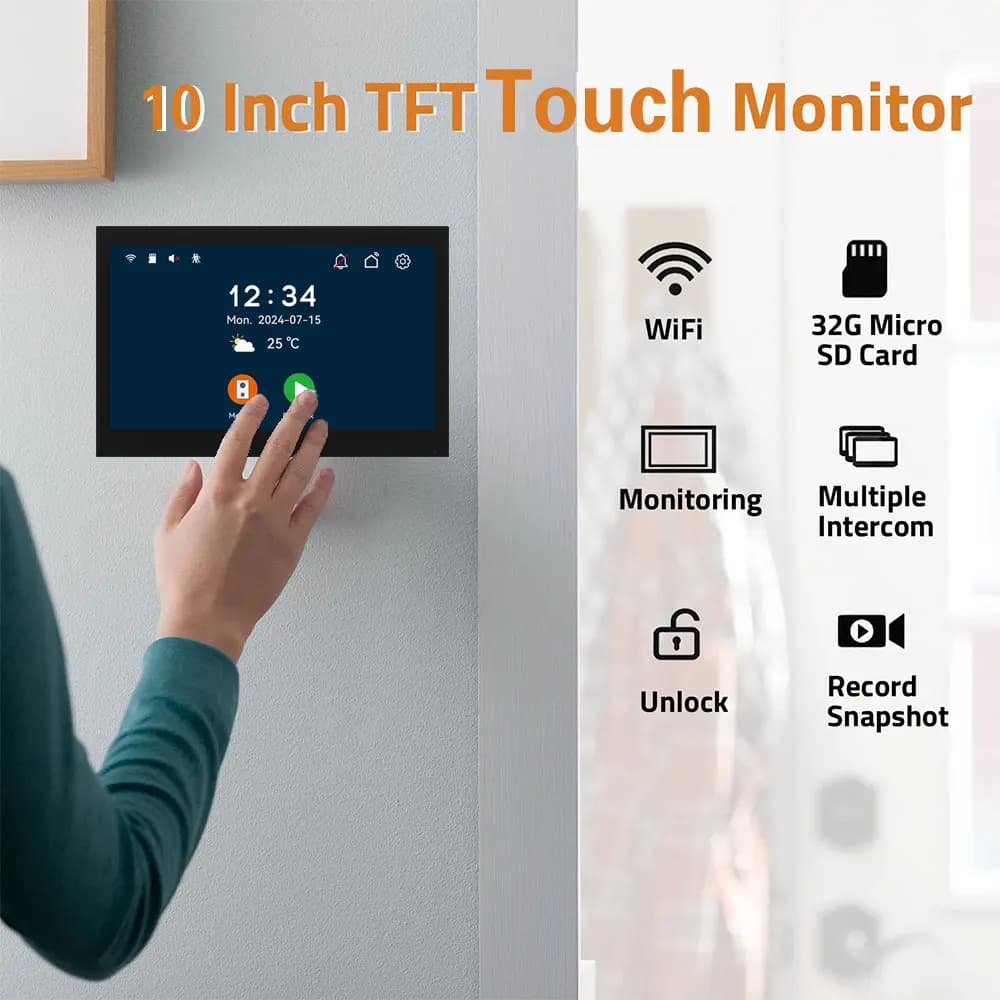1080P 7/10 pouces écran tactile 2 fils vidéo sonnette Tuya système d'interphone