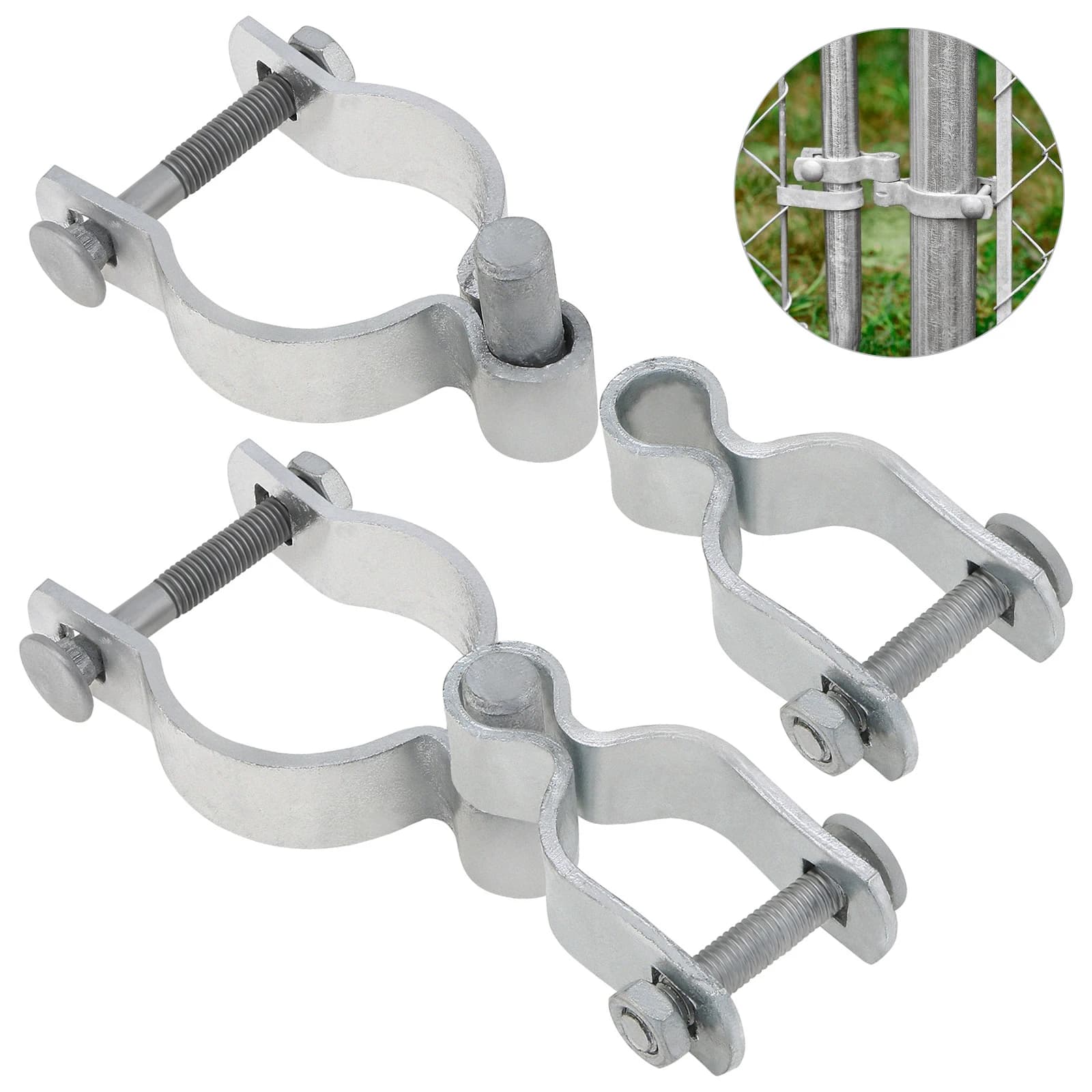 2 charnières de portail robustes pour clôture à maillons