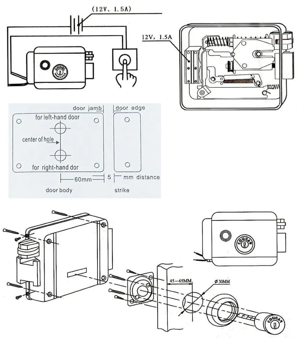 Serrure de porte électronique électrique DC 12V en acier inoxydable