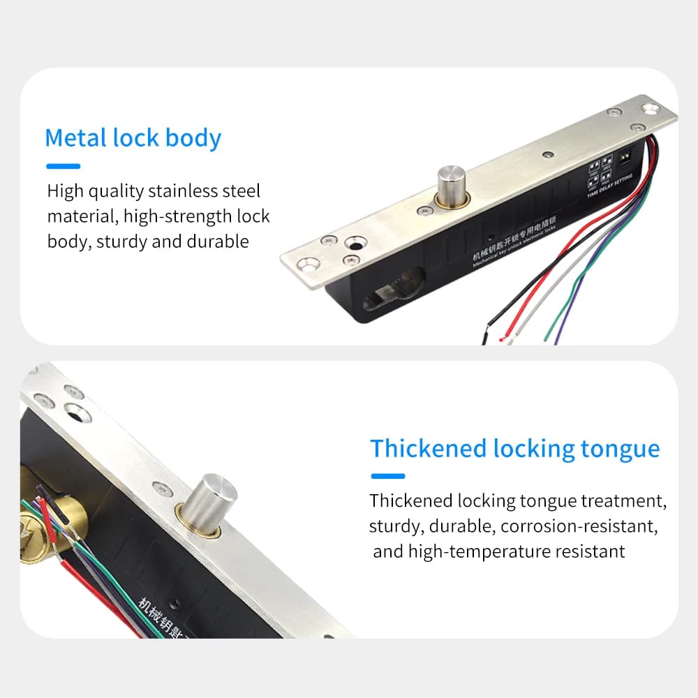 Fail Secure 12V serrure à boulon électrique clé manuelle déverrouiller le cylindre normalement ouvert pêne dormant électronique pour le contrôle d'accès de porte