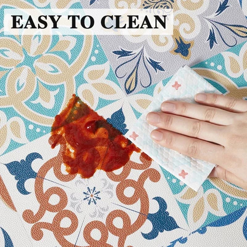 Tapis de cuisine en PVC imperméable, tapis en cuir long antidérapant et résistant à l'huile, tapis à carreaux américains, tapis floraux, tapis de décoration pour la maison