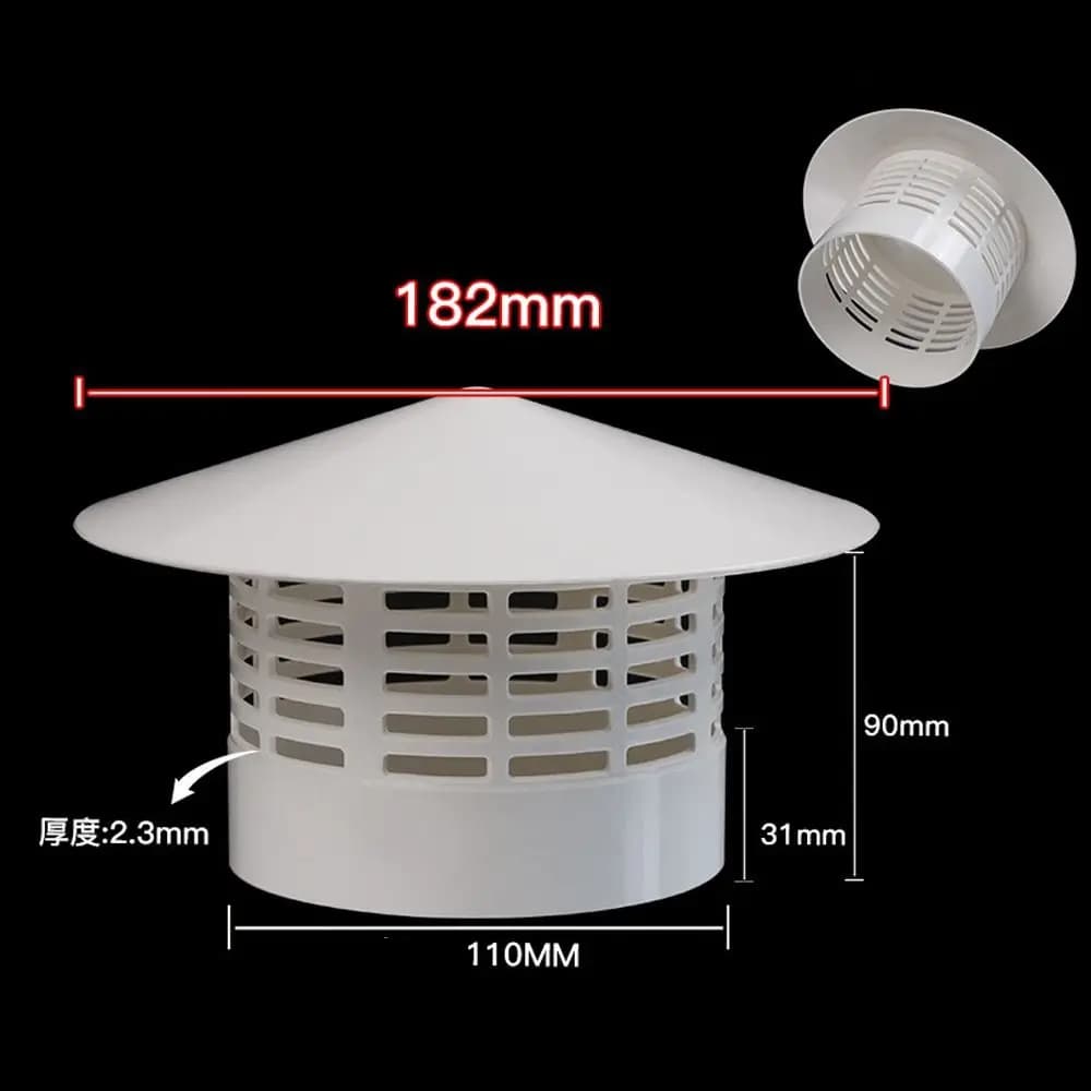 Capuchon de pluie ventilé en PVC pour mur extérieur