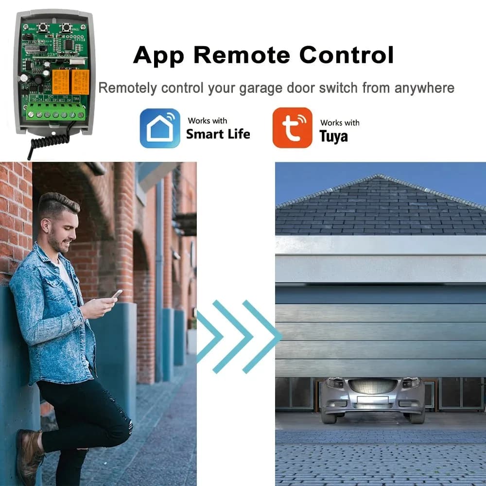 SCS SENTINEL contrôleur Tuya WiFi vie intelligente porte de Garage récepteur 7-32V 85-250V 2CH 433MHz télécommande ouvre-porte universel