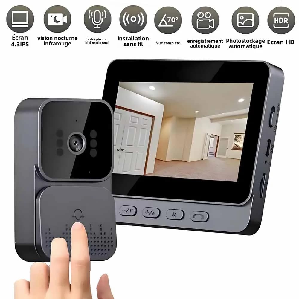 Interphone sans fil, sonnette HD avec vision nocturne