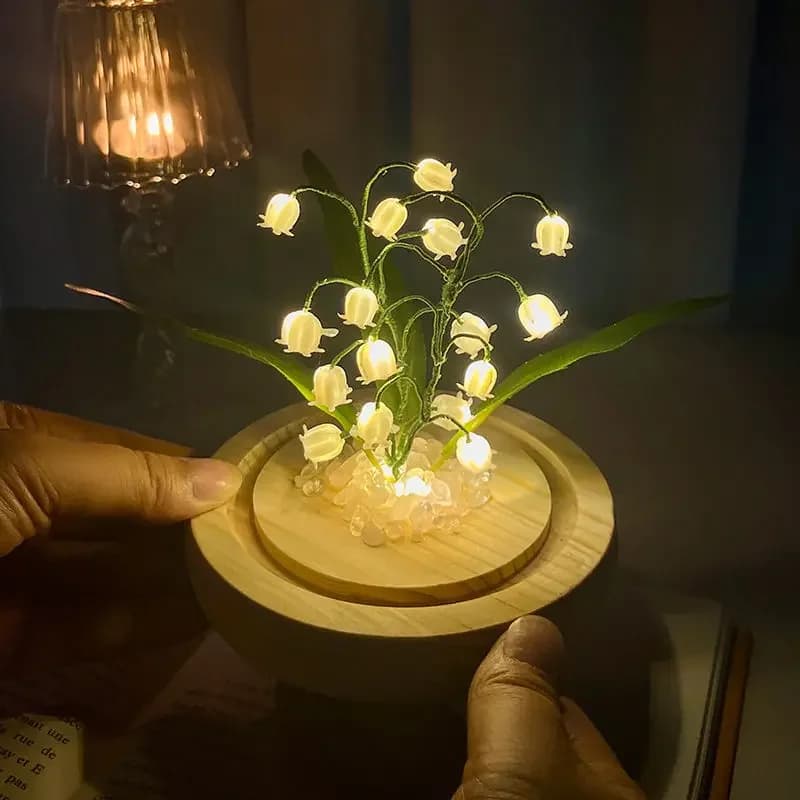 Nouveauté éclairage fleurs artificielles bricolage à la main muguet brillant veilleuse pour chambre décorative cadeau d'anniversaire