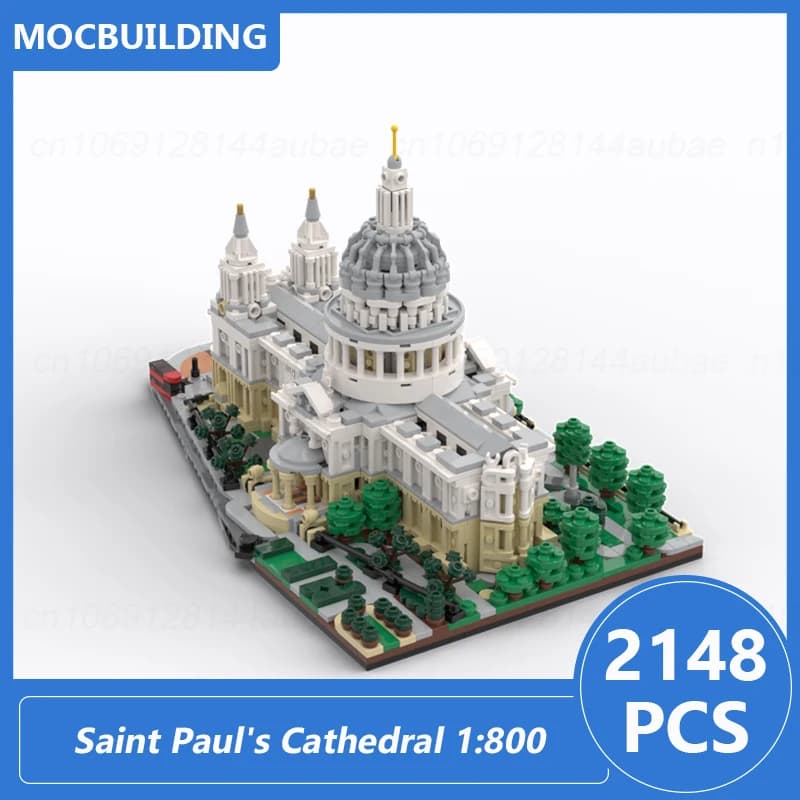 Modèle d'architecture de la Cathédrale de Saint-Paul à l'échelle 1:800, blocs de construction MOC, briques à assembler soi-même, jouets de collection, cadeaux, 2148 pièces