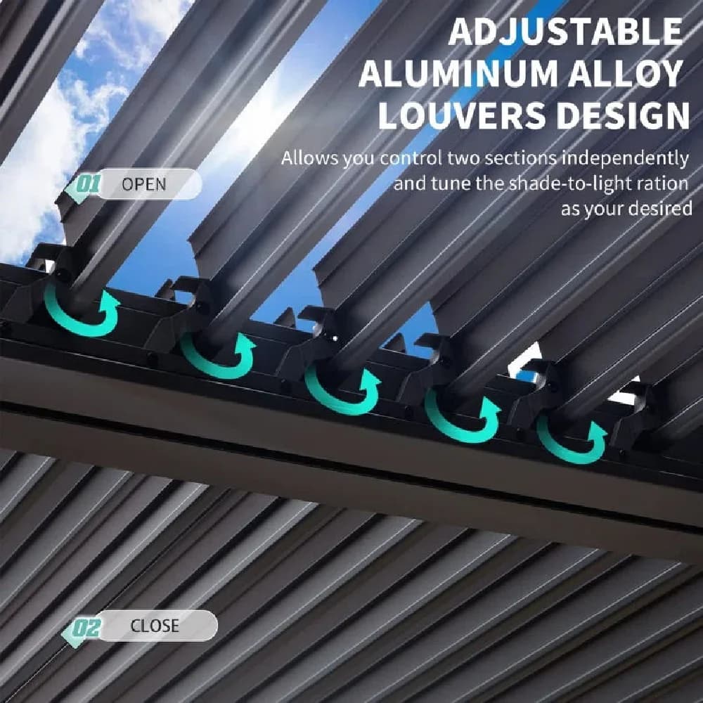Pergola extérieure coulissante en verre pare-soleil étanche personnalisée