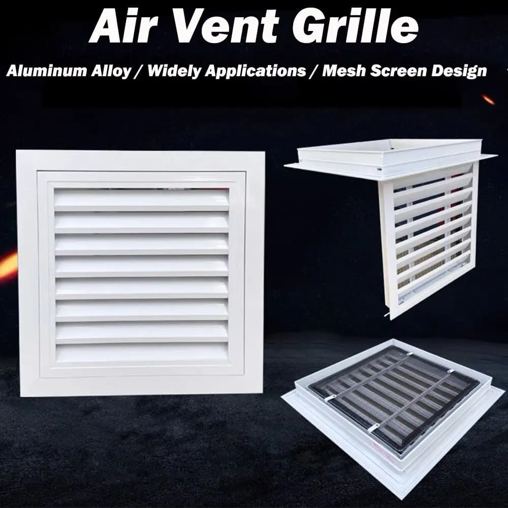 Nouvelle grille d'aération carrée blanche en alliage d'aluminium avec couvercle en maille pour maisons