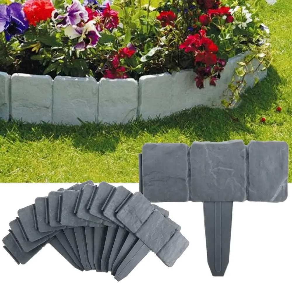 Bordure de pelouse effet pierre grise