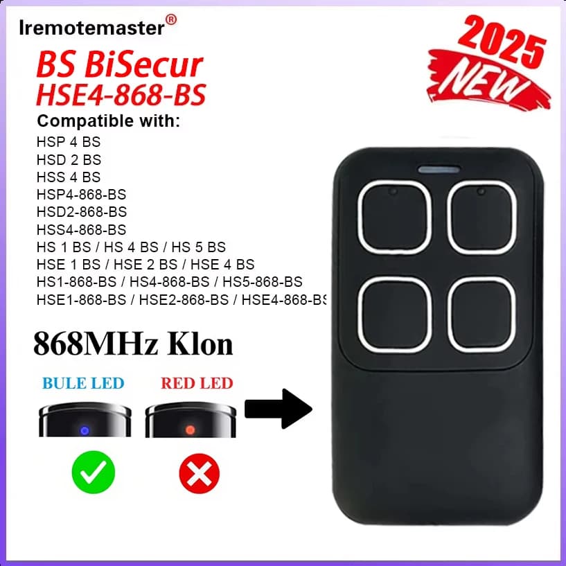 2026 nouveau pour HORMANN Bisecur télécommande de Garage HS1 HS4 HS5 HSE4 HSE2 HSE1 HSP4 HSD2 HSS4 868 BS ouvre-porte