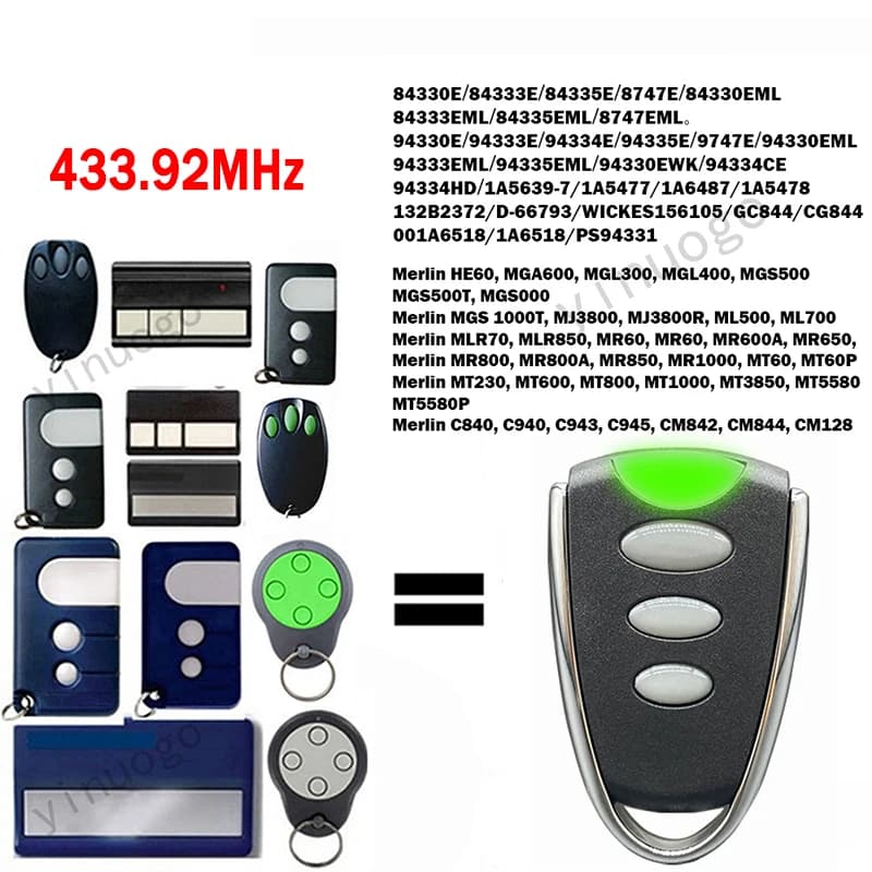 Pour LiftMaster 94335E télécommande de porte de Garage 433.92MHz commande de portail électrique MotorLift 84330E 84335E 84335EML 84333E 84330EML 84333EML MERLIN C940 C945