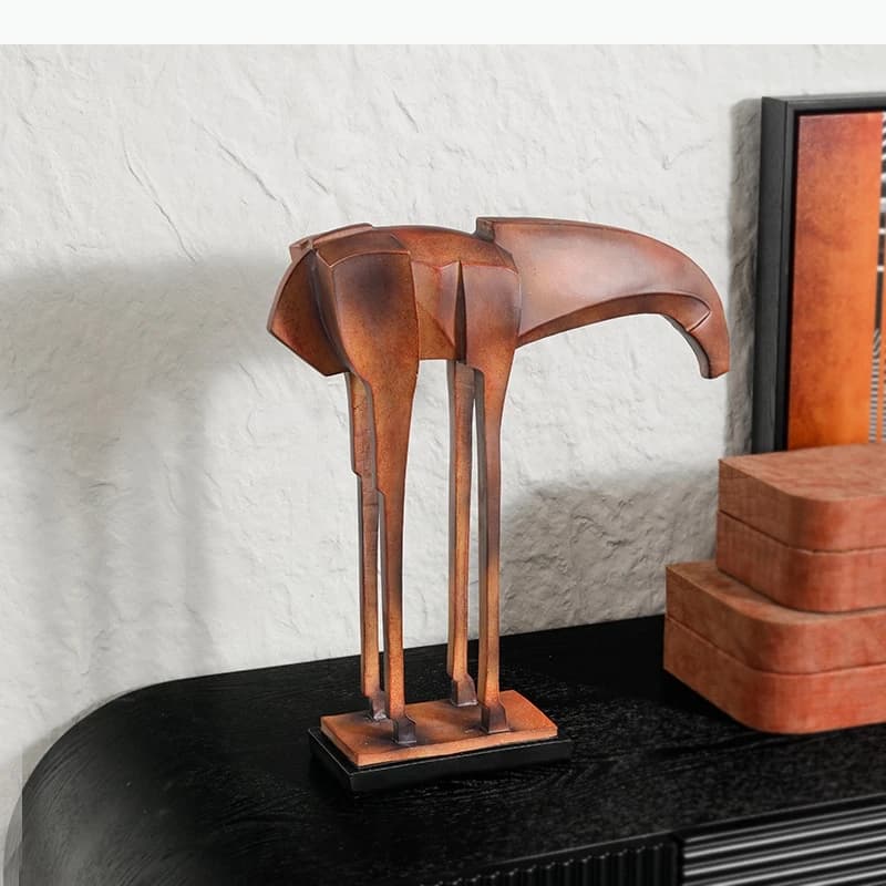 Sculpture de cheval géométrique abstraite, œuvre d'art créative, ornements, cheval en imitation bois, décoration de bureau, accessoires de décoration intérieure