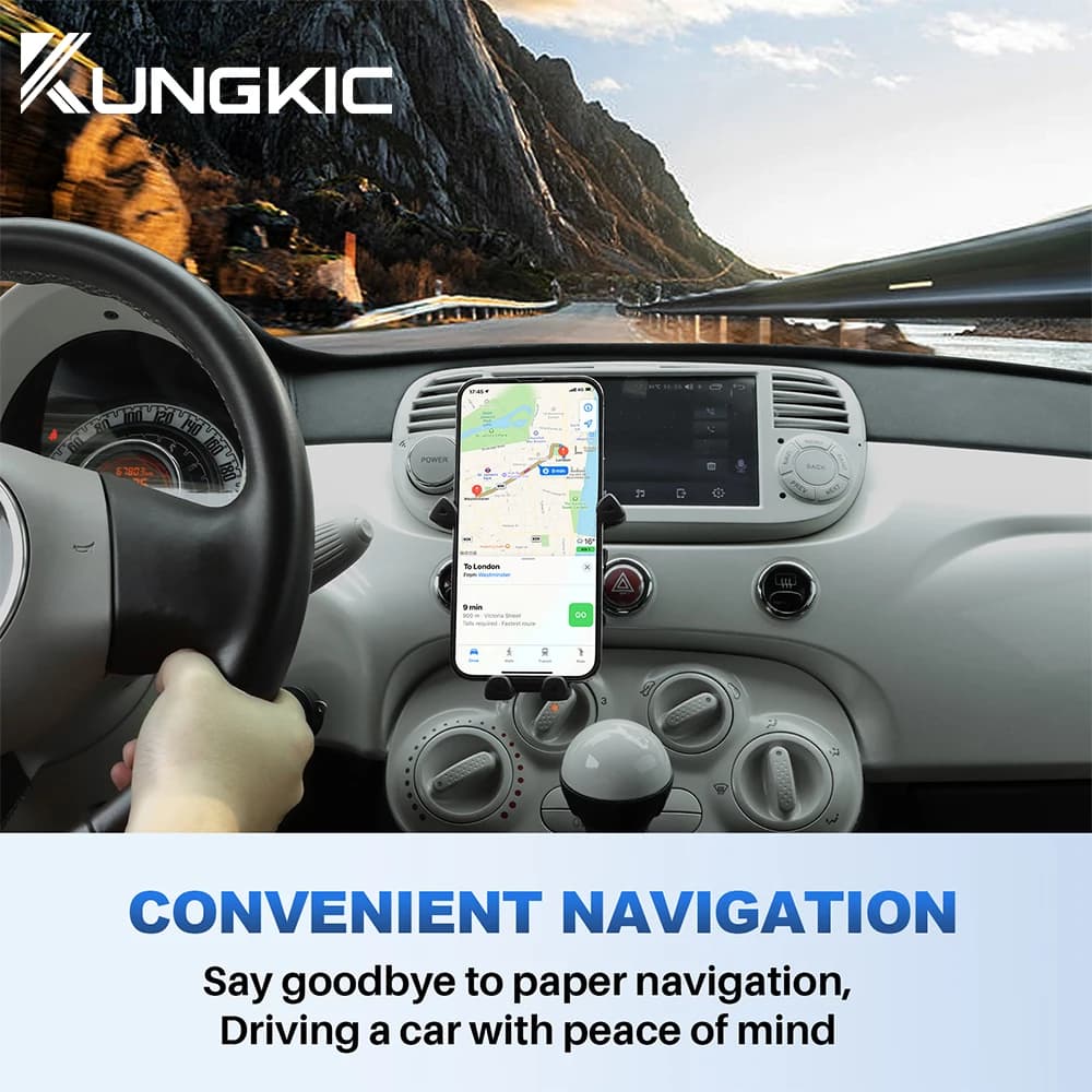 Support de téléphone à gravité pour voiture, compatible avec Fiat 500 (2008-2024) et Abarth 595 (2012-2024).