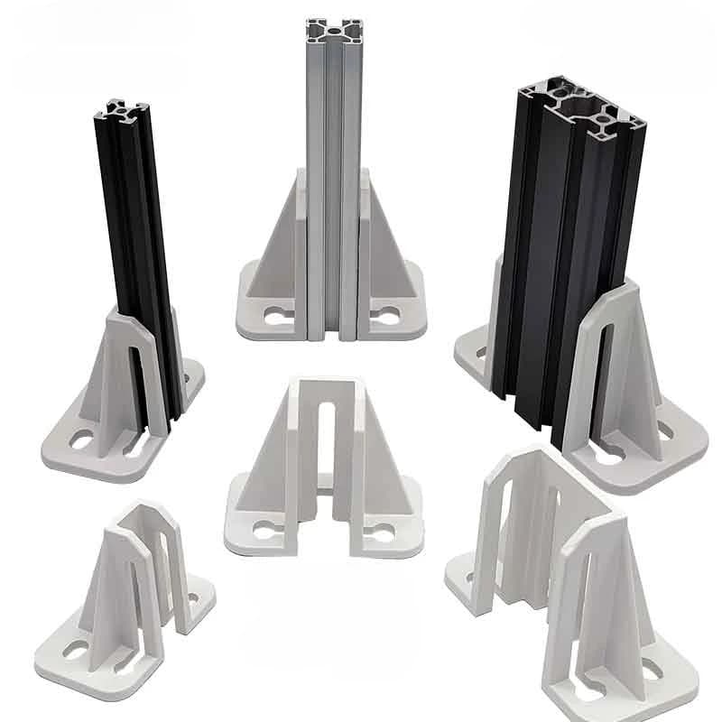 Base fixe carrée en aluminium pour profilés 2020/3030/3060 pour clôture