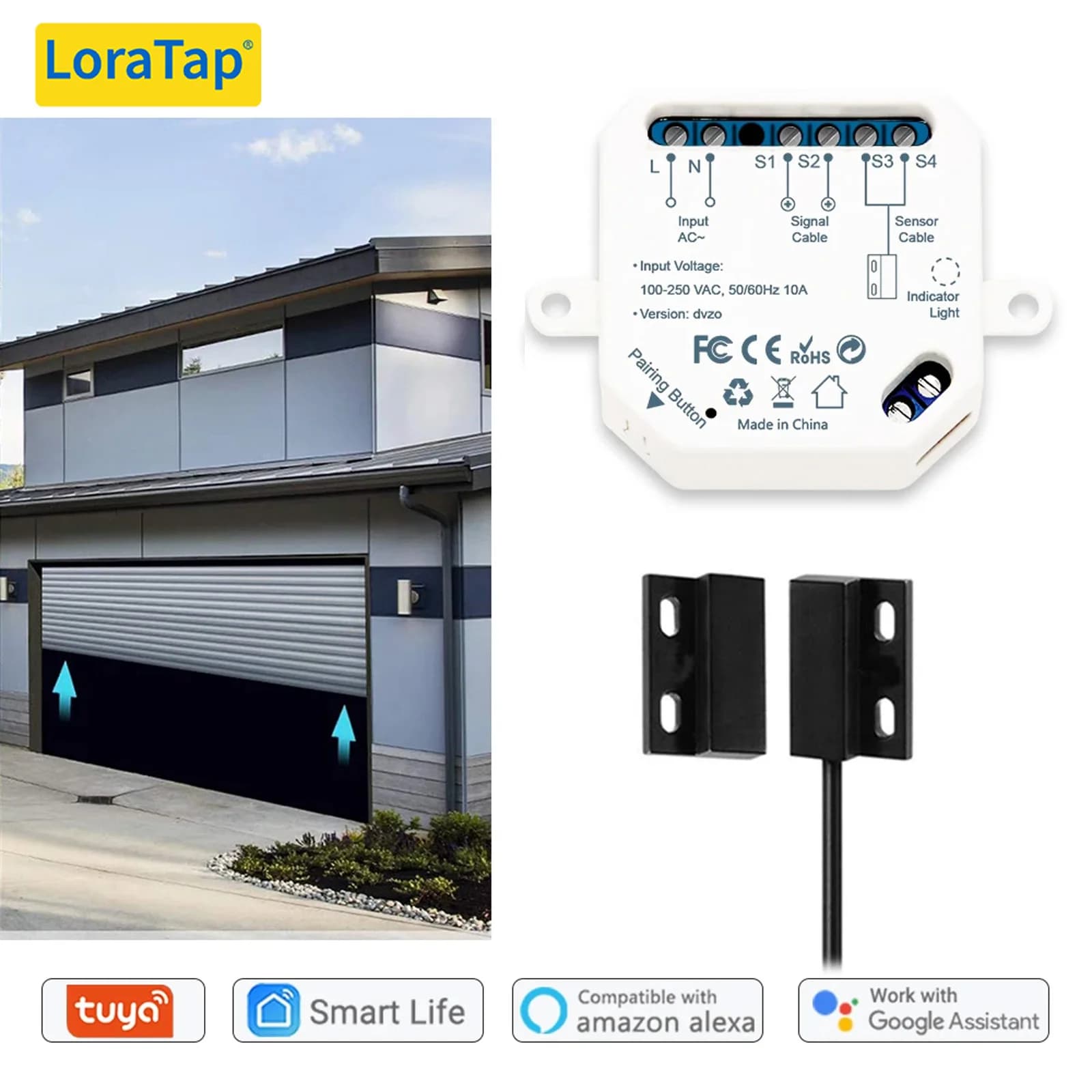 Tuya Smart Life capteurs de porte de Garage contrôleur d'ouverture commutateur WiFi Alexa ouverture maison télécommande