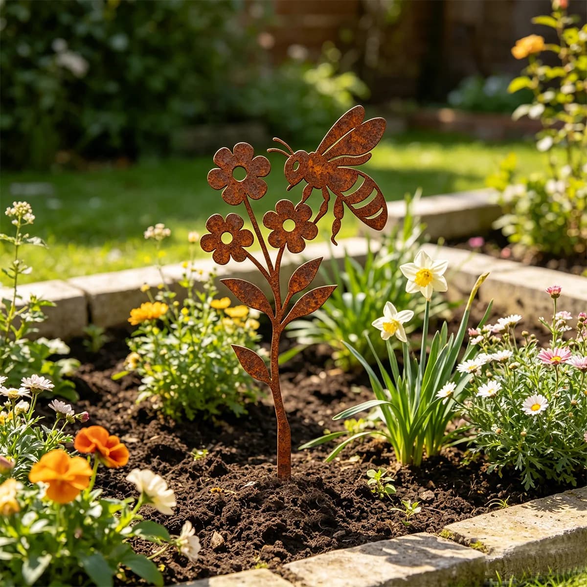 1 piquet décoratif de jardin en fer forgé