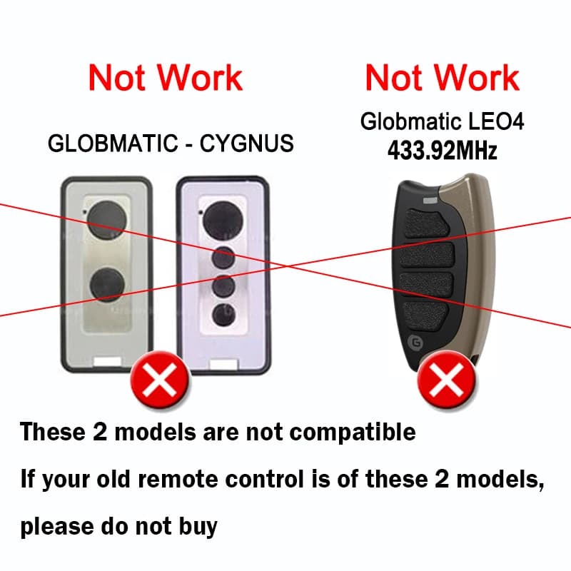Globmatic Télécommande de garage 868MHz Code tournant Vella 2 4 Vella2 Vella4 LEO 4 Contrôle de portail électrique