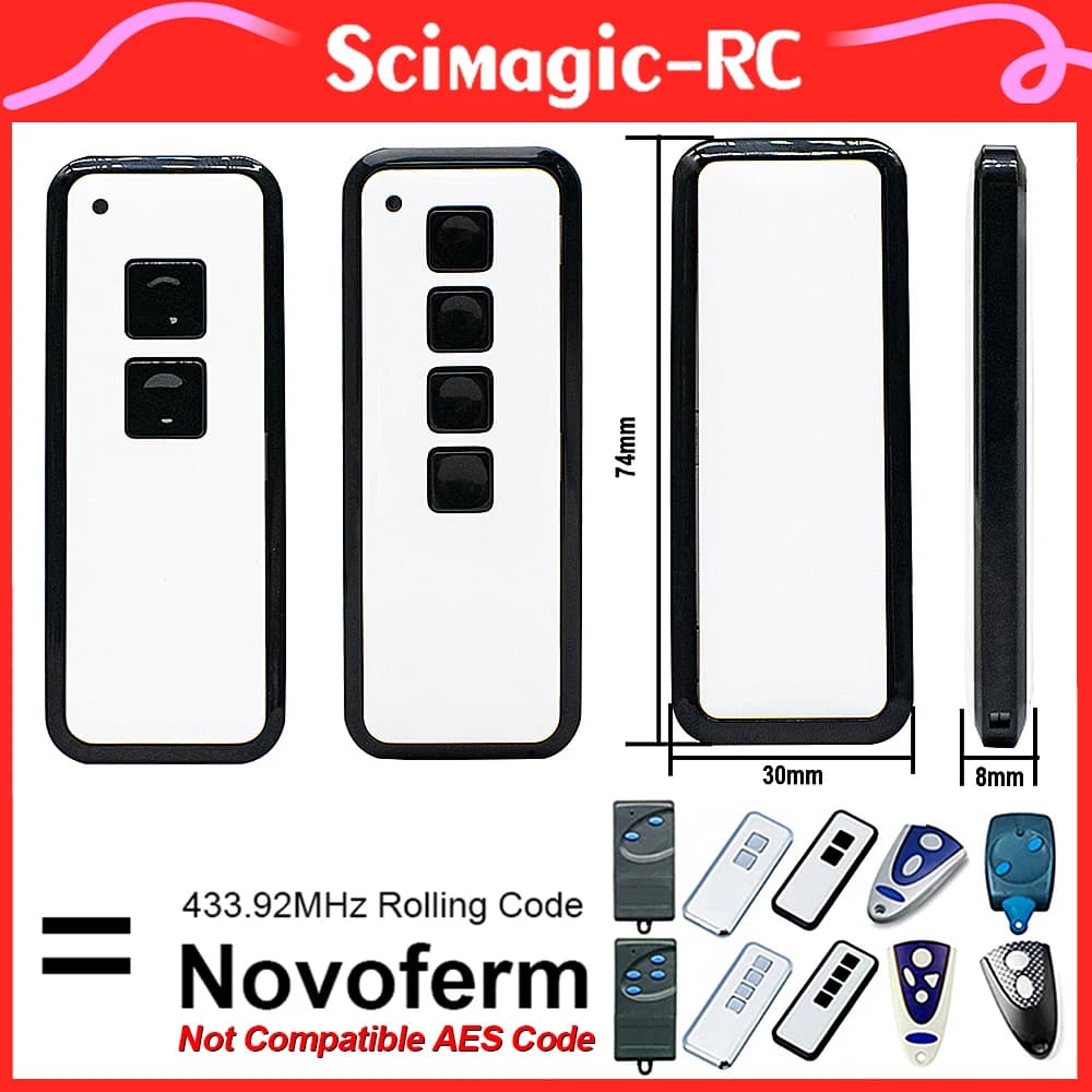 Télécommande de garage à code tournant 433 MHz pour NOVOFERM MINI-NOVOTRON 522 524 NOVOTRON 502 MCHS43-2 MTR43-2 MAX43-2