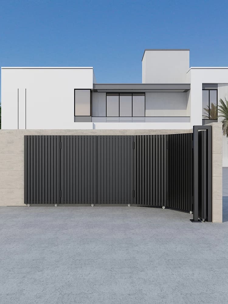 Porte de cour tournante électrique Simple en alliage d'aluminium, porte coulissante de villa en acier inoxydable