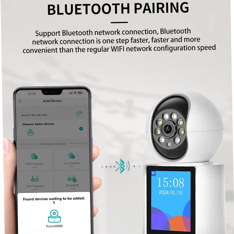 ICSEE 2K 4MP appel vidéo interphone Wifi caméra 2.4 pouces écran AI détecter Audio bidirectionnel couleur Vision nocturne 2MP intérieur bébé moniteur