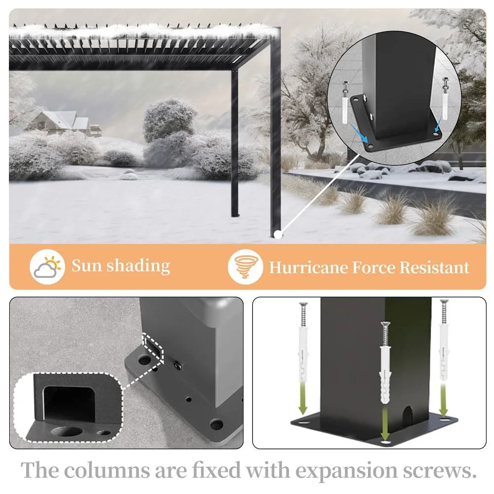 Pergola motorisée intelligente en aluminium à lames orientables Foshan pour jardin