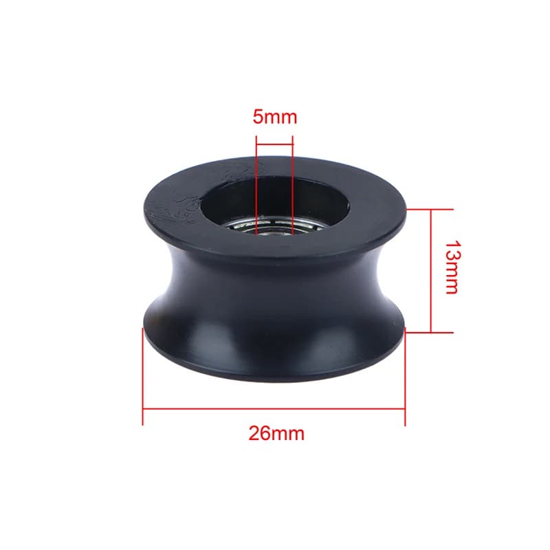 Chaud! Revêtement en caoutchouc noir pour roue de piste de 14mm de diamètre, 5x26x13, roulements en plastique enveloppés de Nylon POM, poulie, rainure en forme de U