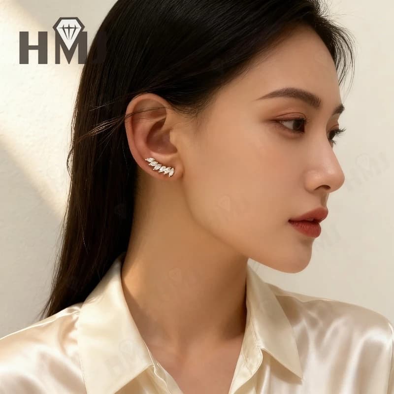Boucles d'oreilles Moissanite Marquise pour femmes, pierres à facettes avec Silhouette fine élégante, parfaites pour un usage quotidien, anniversaire