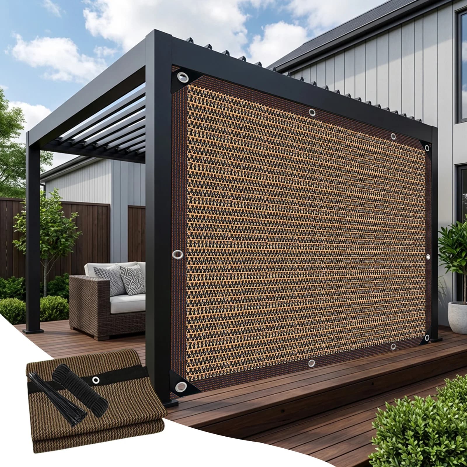 Panneau pare-soleil HDPE Premium avec protection UV 95% et œillets pour clôture de jardin