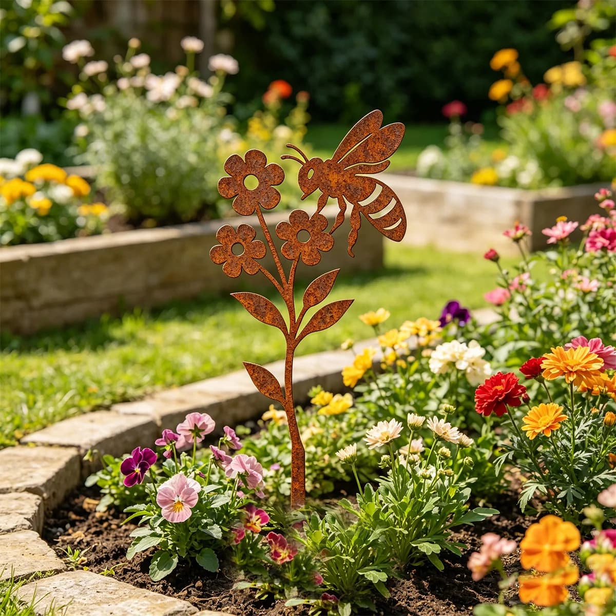1 piquet décoratif de jardin en fer forgé