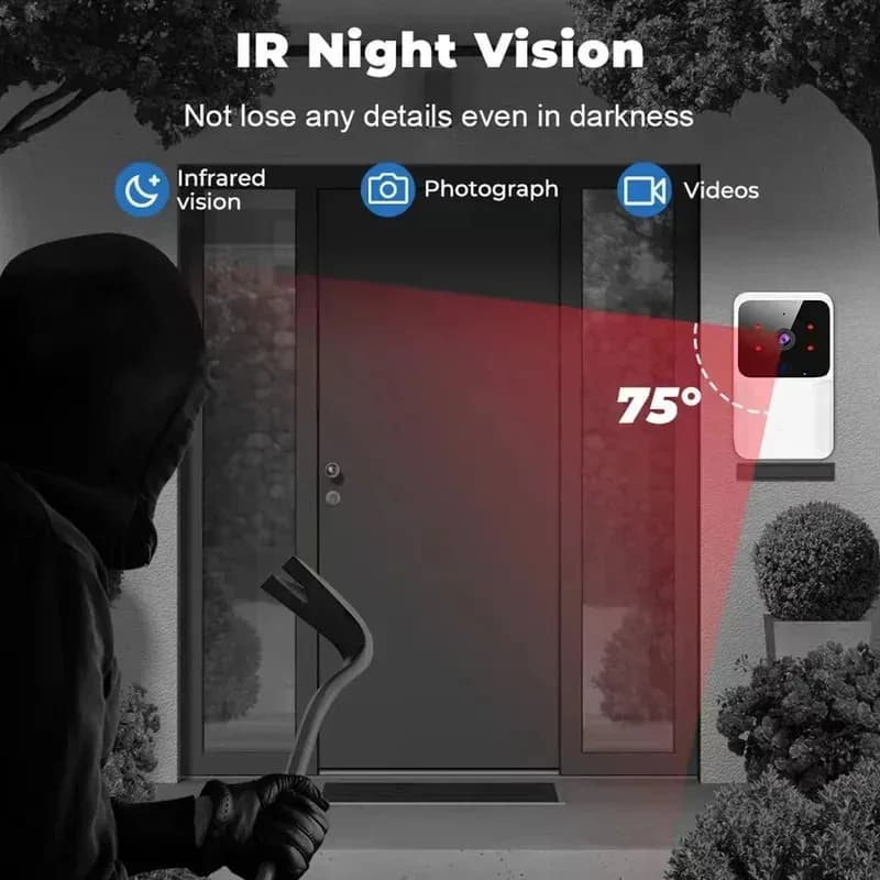Mini sonnette vidéo WiFi sans fil avec interphone bidirectionnel