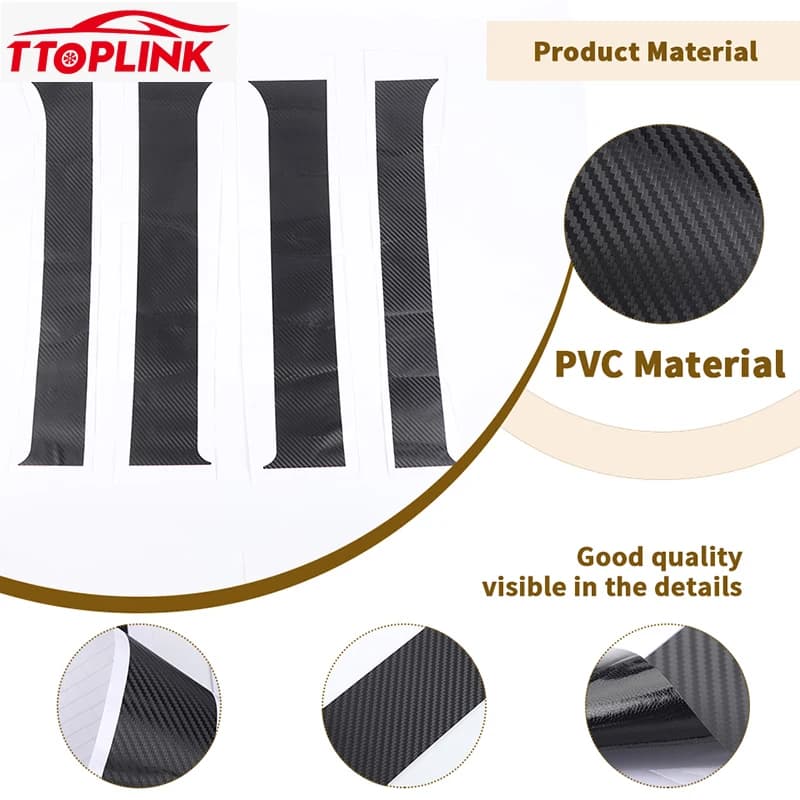 TTOPLINK PVC fibre de carbone fenêtre extérieure Center pilier autocollant décoration couverture pour Chevy Avalanche 2007-2013 accessoires de voiture