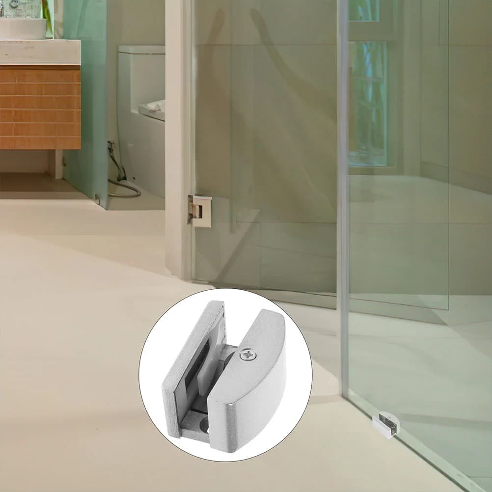 Guides de porte en alliage d'aluminium, 2 pièces, pièces de porte coulissante Anti-balançoire, accessoires de porte en verre, Guide de montage inférieur, piste de porte de douche