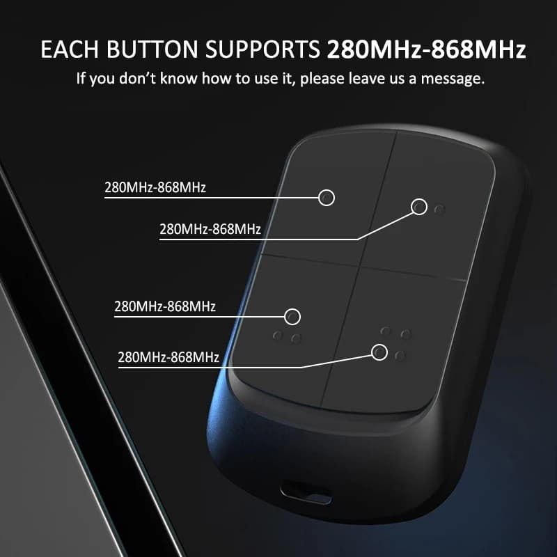 Télécommande de porte de garage électrique multifréquence 280 MHz à 868 MHz avec clip