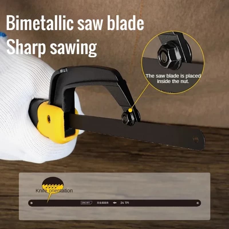Deli petite scie à métaux ménage bricolage petite scie à main fer Mini scies arc scie à main multifonction travail du bois support en acier Portable