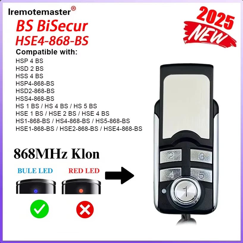 2026 nouveau pour HORMANN Bisecur télécommande de Garage HS1 HS4 HS5 HSE4 HSE2 HSE1 HSP4 HSD2 HSS4 868 BS ouvre-porte