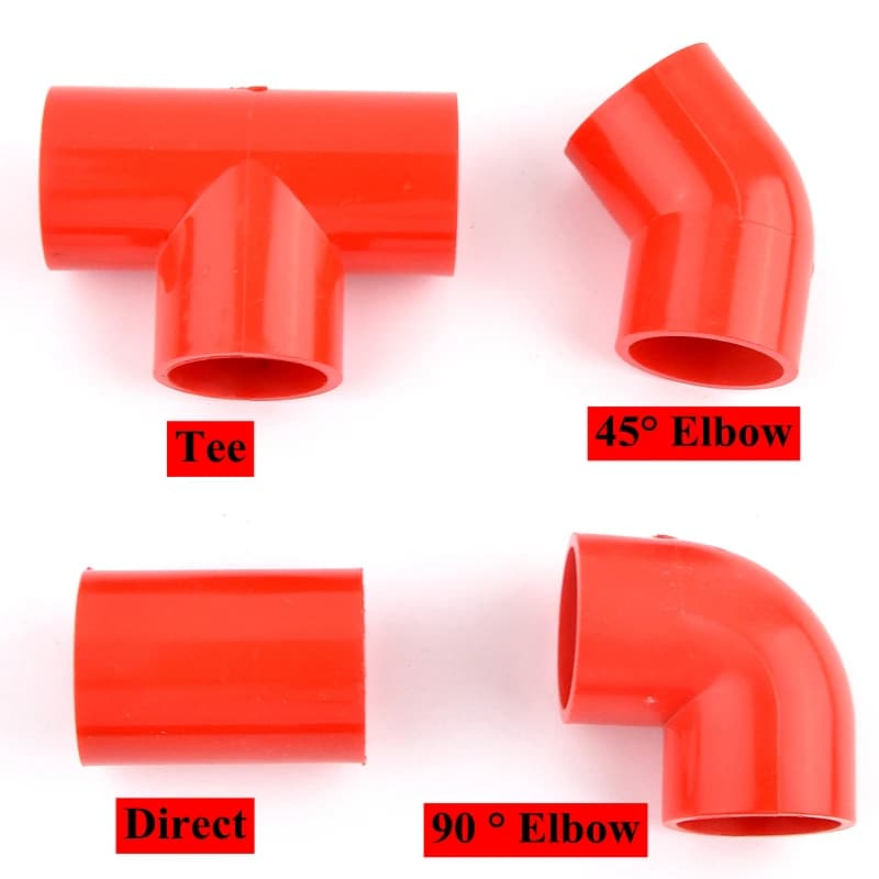 Raccord de tuyau en PVC rouge