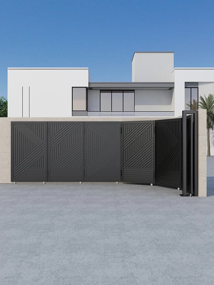 Porte de cour tournante électrique Simple en alliage d'aluminium, porte coulissante de villa en acier inoxydable