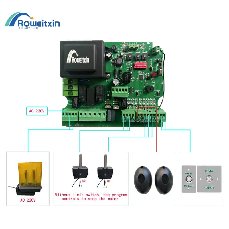 PCB de porte battante/couleur 220v AC 433 Mhz modèle NC pour double moteur