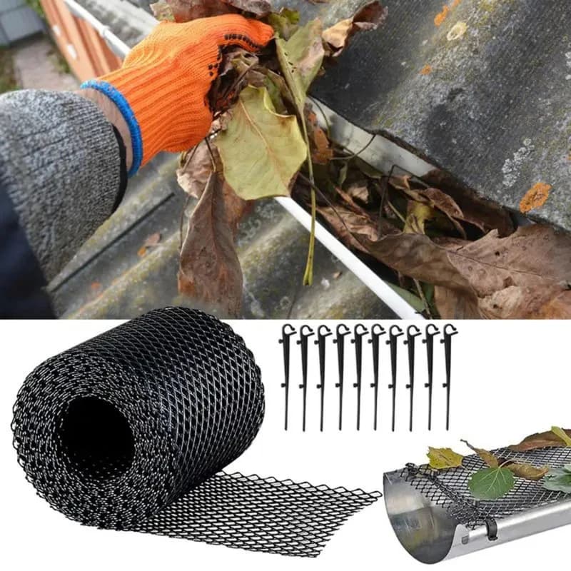 Tapis de Protection de gouttière en maille 15cm x 6m, bloc de gouttière, empêche le colmatage, filet de Protection de jardin avec goupille de fixation