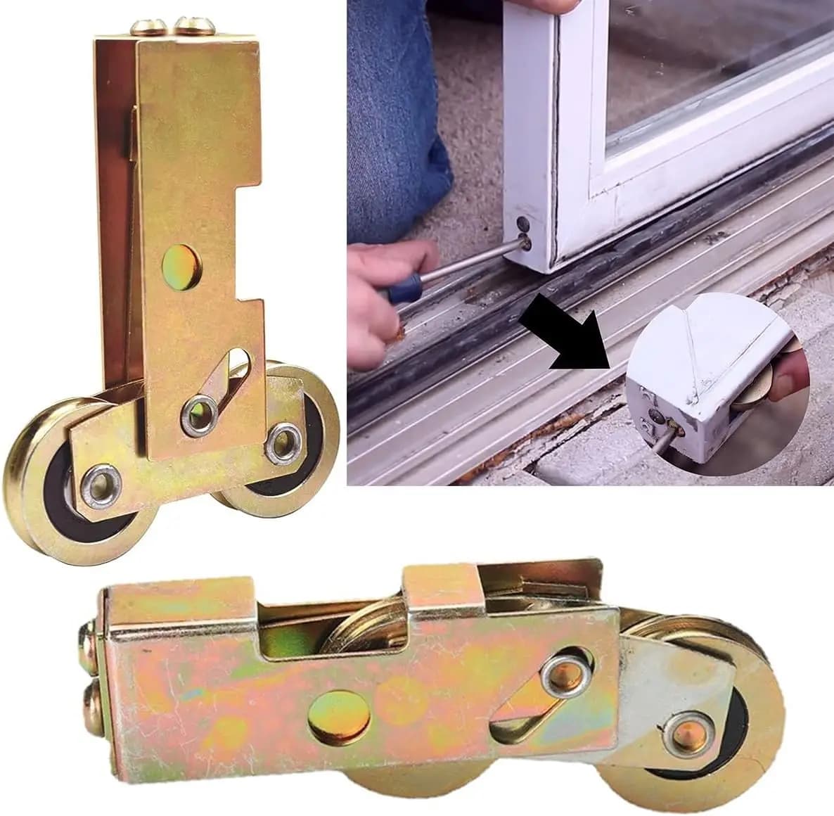 2 pièces porte de Patio coulissante 1-1/4 pouces ensemble de rouleau Tandem remplacement de roue