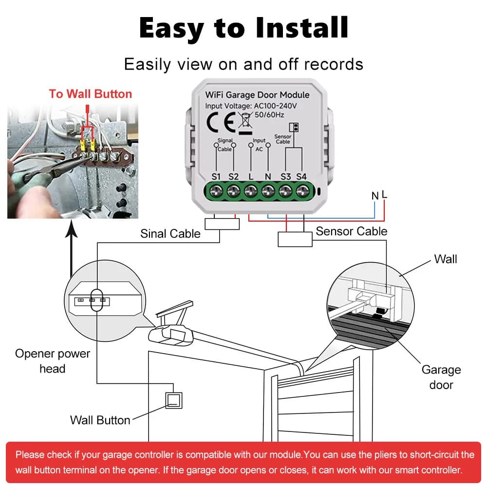 Module d'ouverture de porte de garage WiFi Tuya Mini
