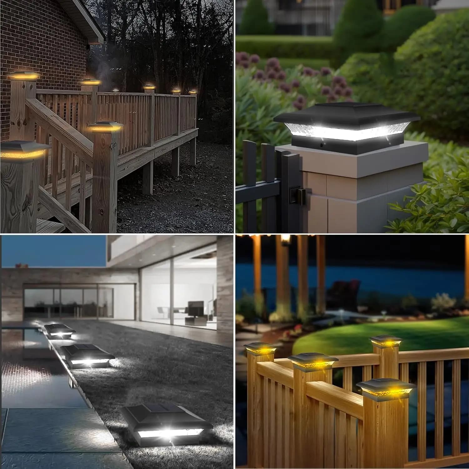 2/6 pièces lampadaire solaire 3000K 6000K extérieur jardin clôture pilier phare pour Villa porte paysage décoration IP65 colonne lampe