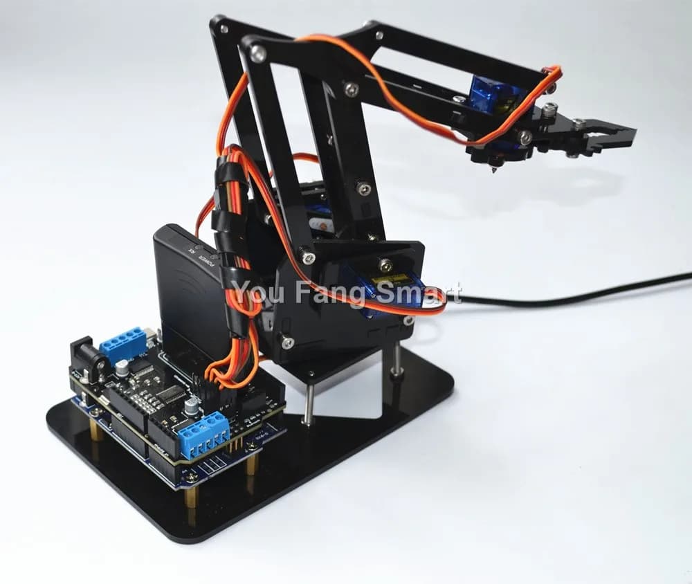 Kit de bras de robot SG90 MG90S STEM 4 DOF, kit de griffes de bras mécanique PS2 ou commande de bouton pour Ardu37, kit de bras de robot, pigments de bricolage