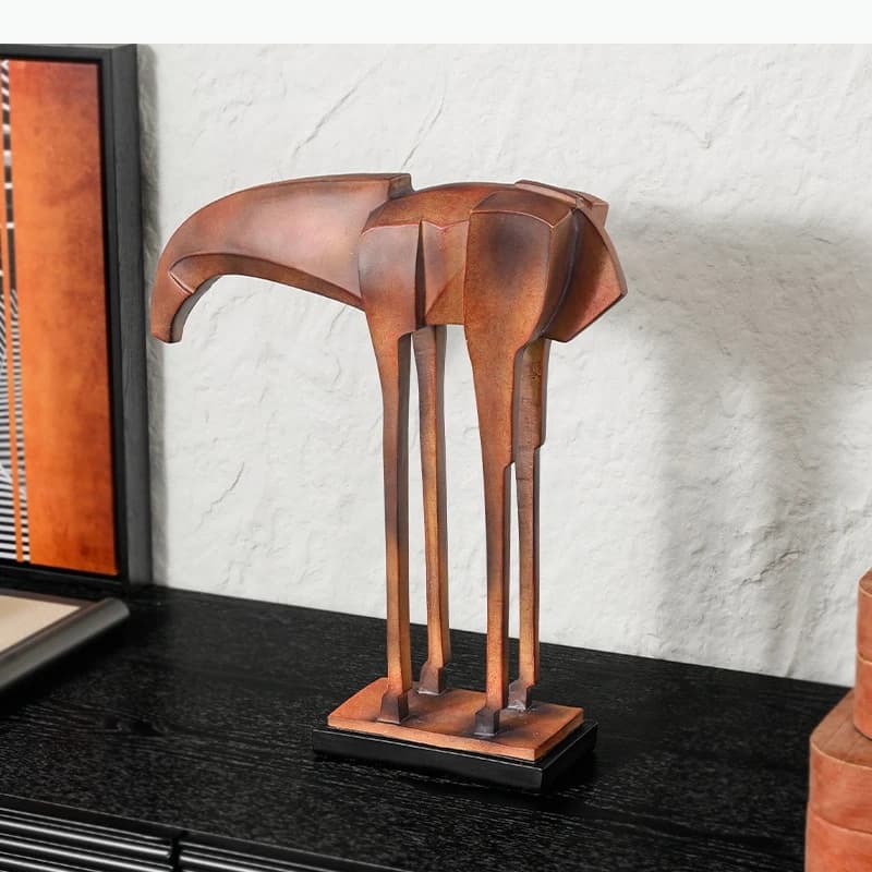 Sculpture de cheval géométrique abstraite, œuvre d'art créative, ornements, cheval en imitation bois, décoration de bureau, accessoires de décoration intérieure