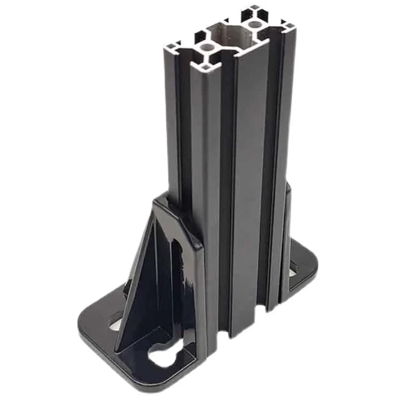 Base fixe carrée en aluminium pour profilés 2020/3030/3060 pour clôture