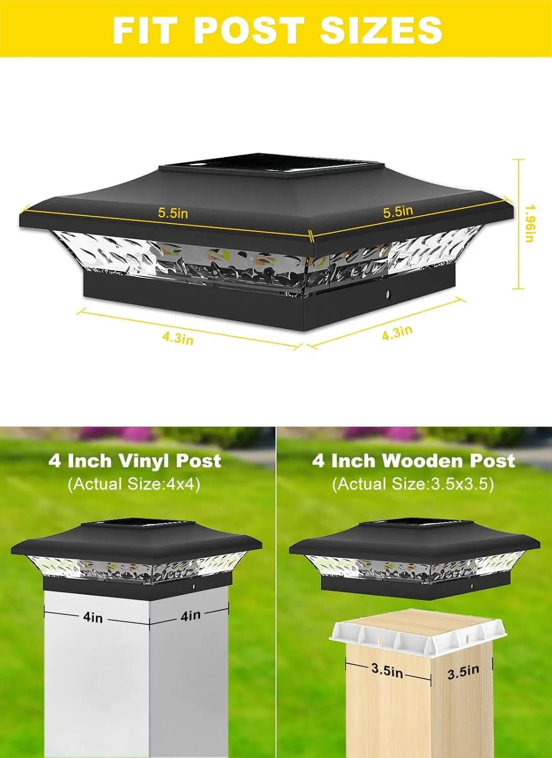 2/6 pièces lampadaire solaire 3000K 6000K extérieur jardin clôture pilier phare pour Villa porte paysage décoration IP65 colonne lampe