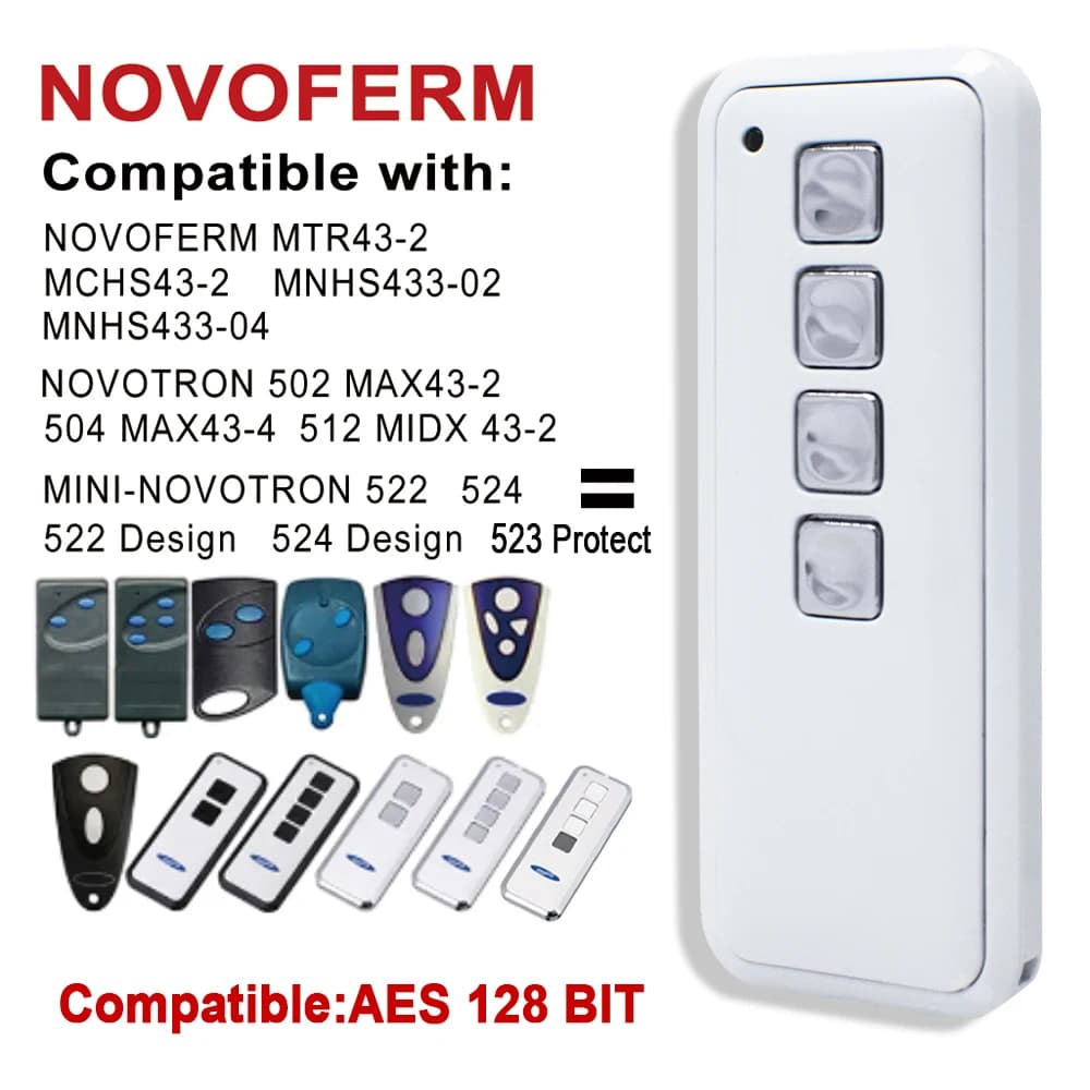 NOVOFERM Mini-Novotron 524 Design AES 128 BIT Télécommande pour porte de garage