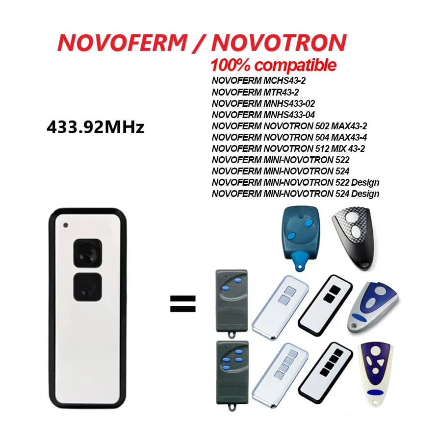 Pour NOVOFERM NOVOTRON télécommande de porte de Garage 502 MAX43-2 504 MAX43-4 512 MIX 43-2 pour MTR43-2 MCHS43-2 MNHS433-02 MNHS433-04