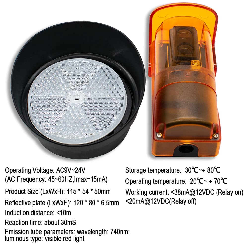 Portail automatisé 10m Sûr Détecteur réfléchissant Capteur Battant Porte de garage coulissante Ouvre-porte Faisceau de sécurité Photocellules infrarouges