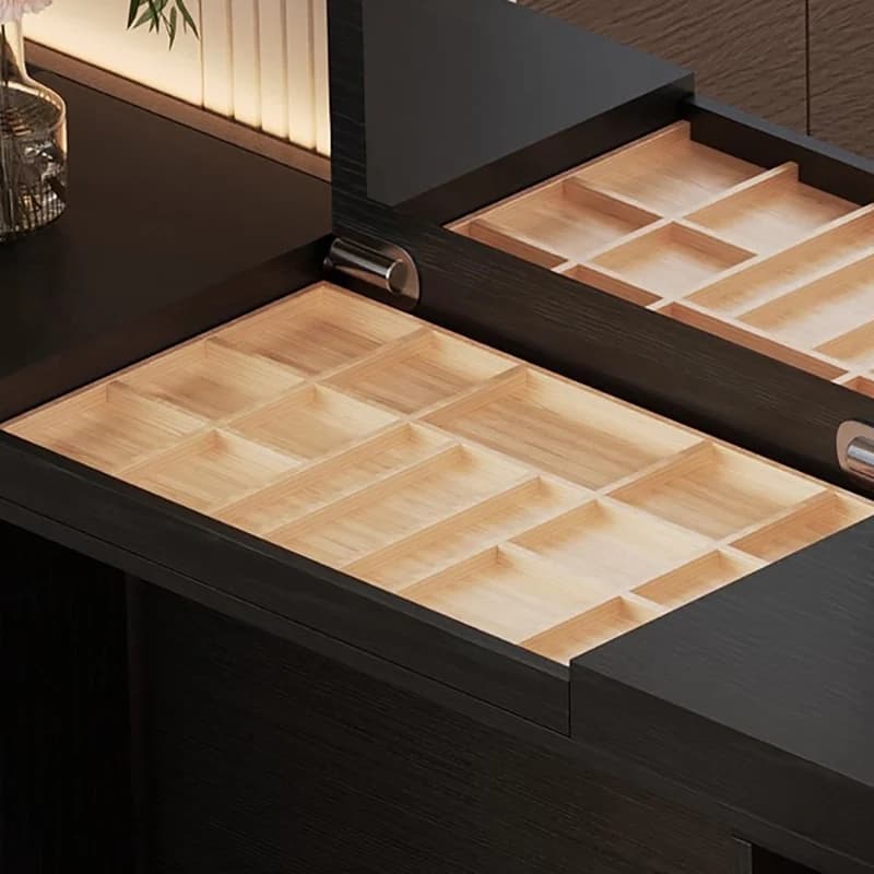 Vanité minimaliste italienne avec couvercle rabattable miroir caché vanité extensible multifonctionnelle pour meubles de chambre adulte Meuble